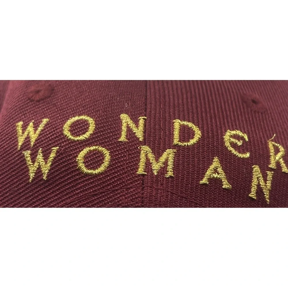 DC Comics Wonder Woman Snapback Hat Women OS Burgundy‎ Gold Splatter Cap